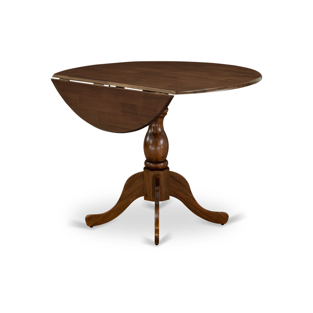 East West Furniture DMT-AWA-TP Dublin Kitchen Dining Table - a Round Wooden Table Top with Dropleaf & Pedestal Base