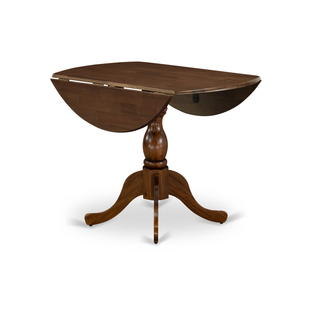 East West Furniture DMT-AWA-TP Dublin Kitchen Dining Table - a Round Wooden Table Top with Dropleaf & Pedestal Base
