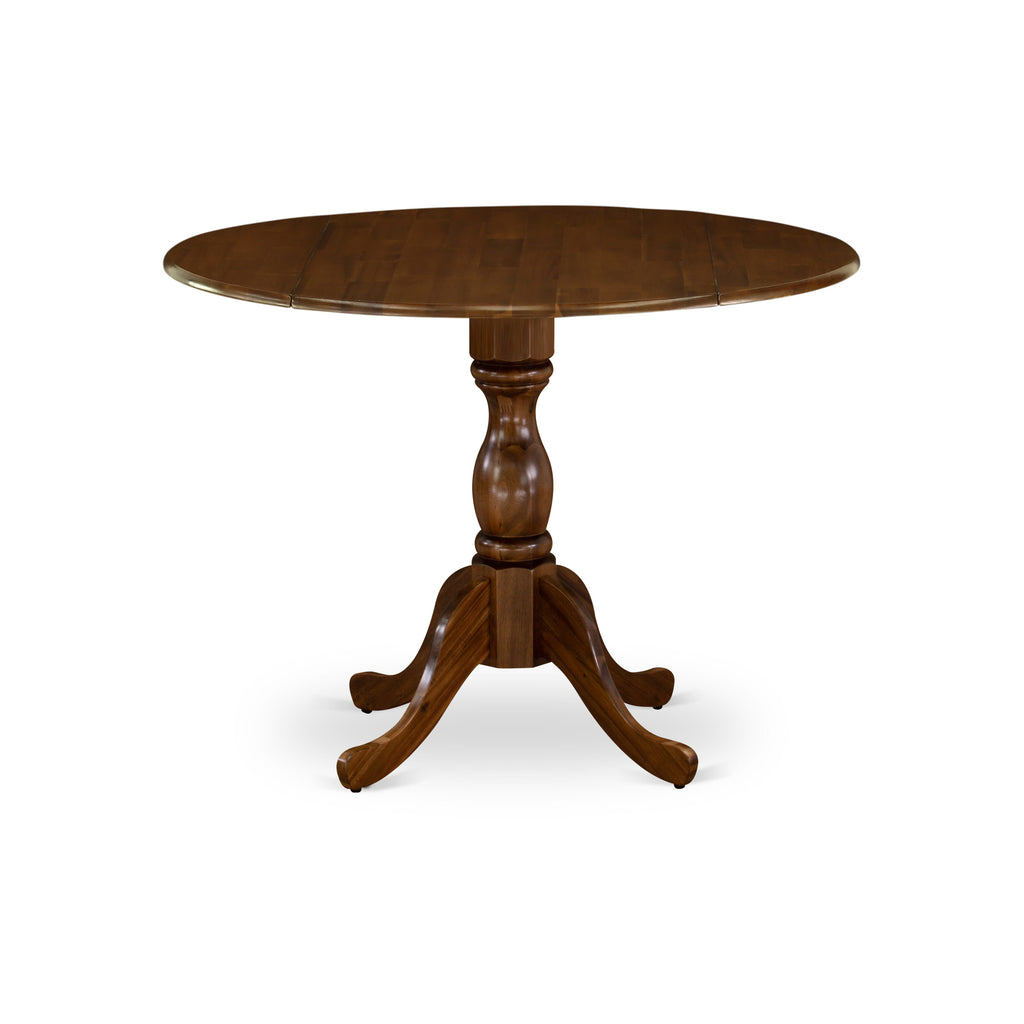 East West Furniture DMT-AWA-TP Dublin Kitchen Dining Table - a Round Wooden Table Top with Dropleaf & Pedestal Base