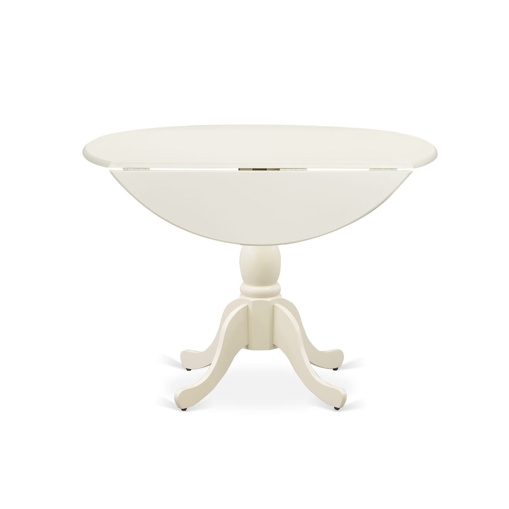 East West Furniture DMT-LWH-TP Dublin Modern Kitchen Table - a Round Dining Table Top with Dropleaf & Pedestal Base