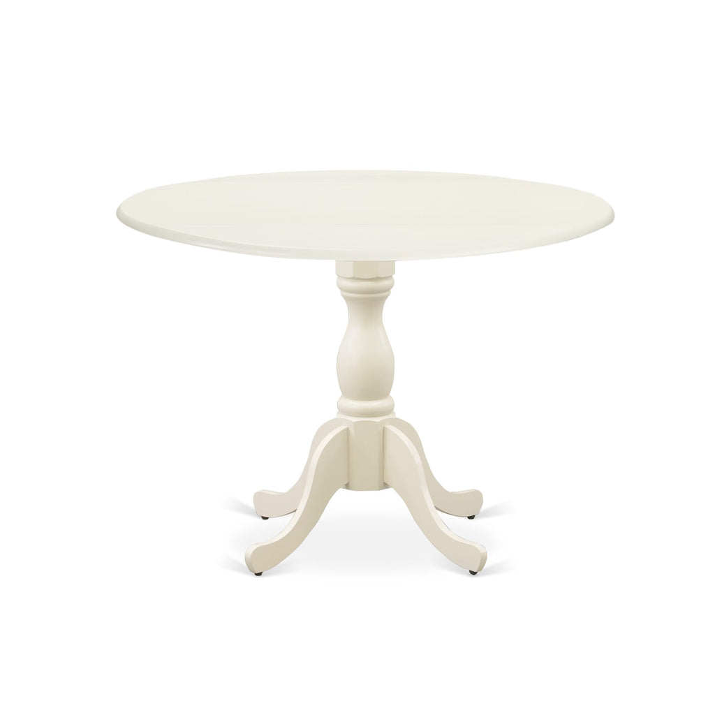 East West Furniture DMT-LWH-TP Dublin Modern Kitchen Table - a Round Dining Table Top with Dropleaf & Pedestal Base