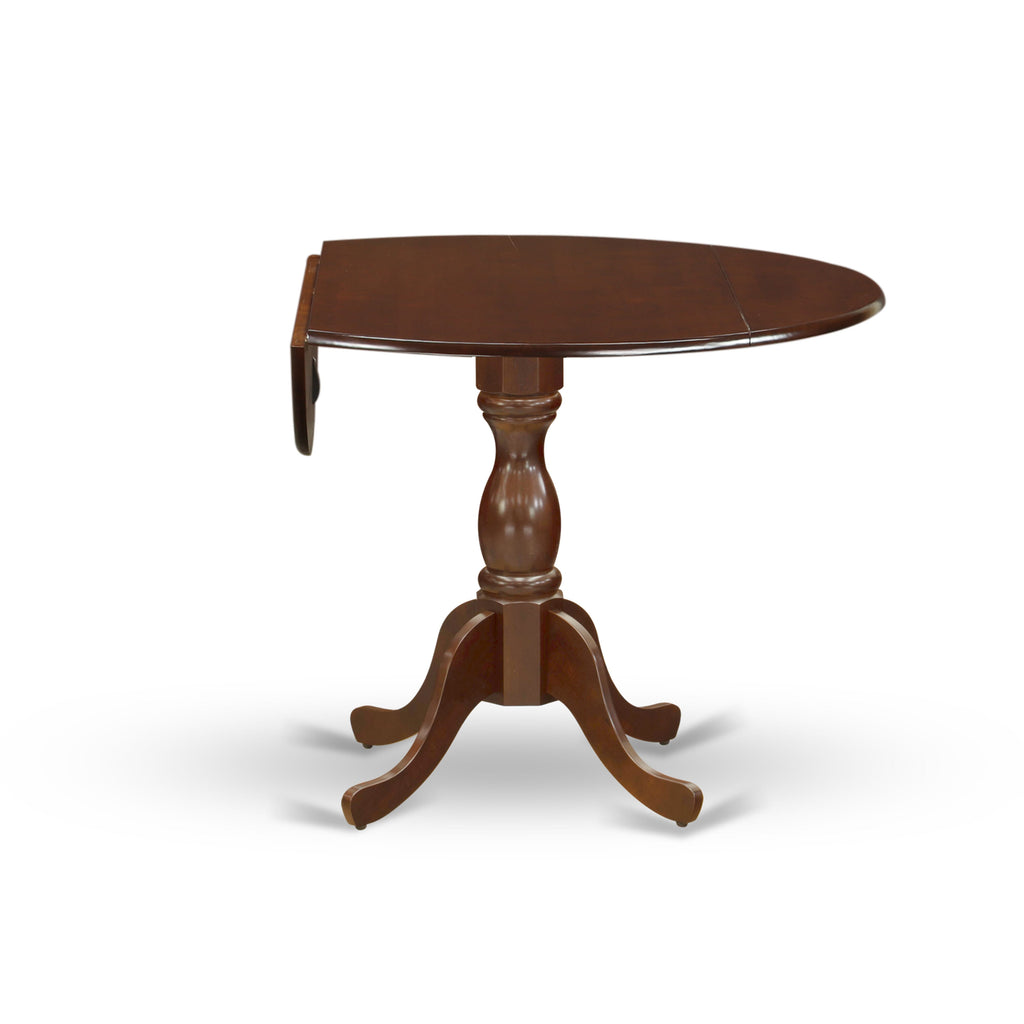 East West Furniture DMT-MAH-TP Dublin Kitchen Table - a Round Dining Table Top with Dropleaf & Pedestal Base