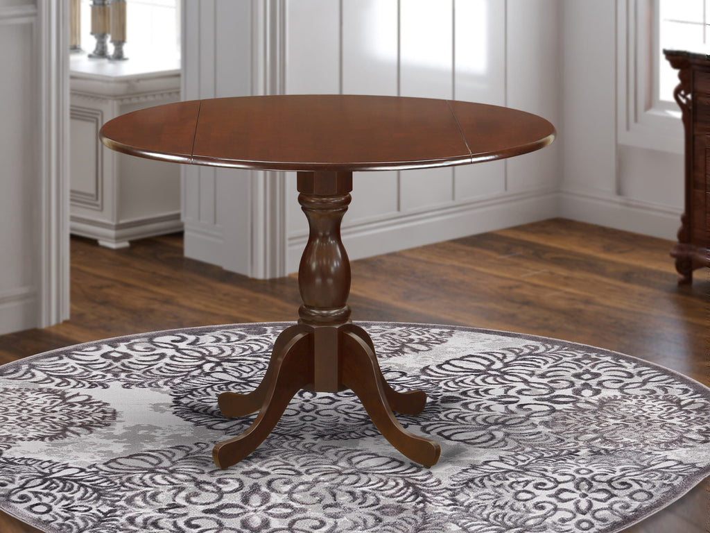 East West Furniture DMT-MAH-TP Dublin Kitchen Table - a Round Dining Table Top with Dropleaf & Pedestal Base