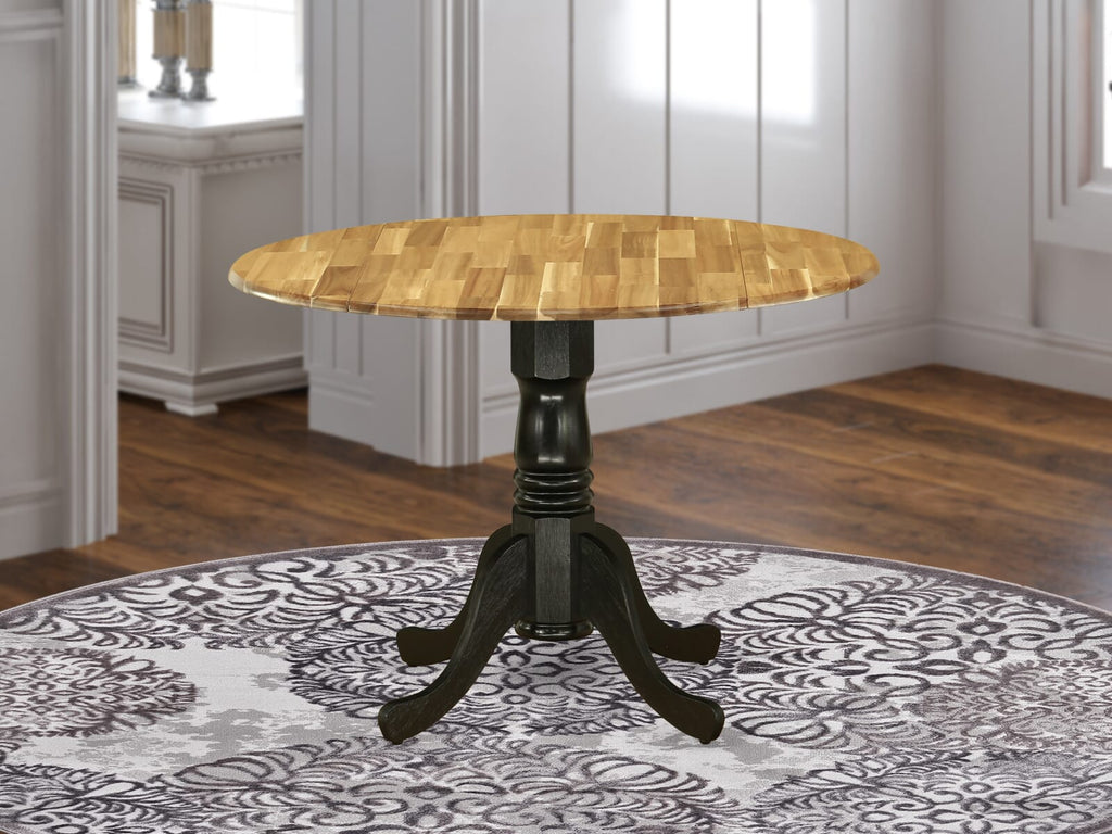 East West Furniture DMT-NBK-TP Dublin Modern Dining Table - a Round Kitchen Table Top with Dropleaf & Pedestal Base