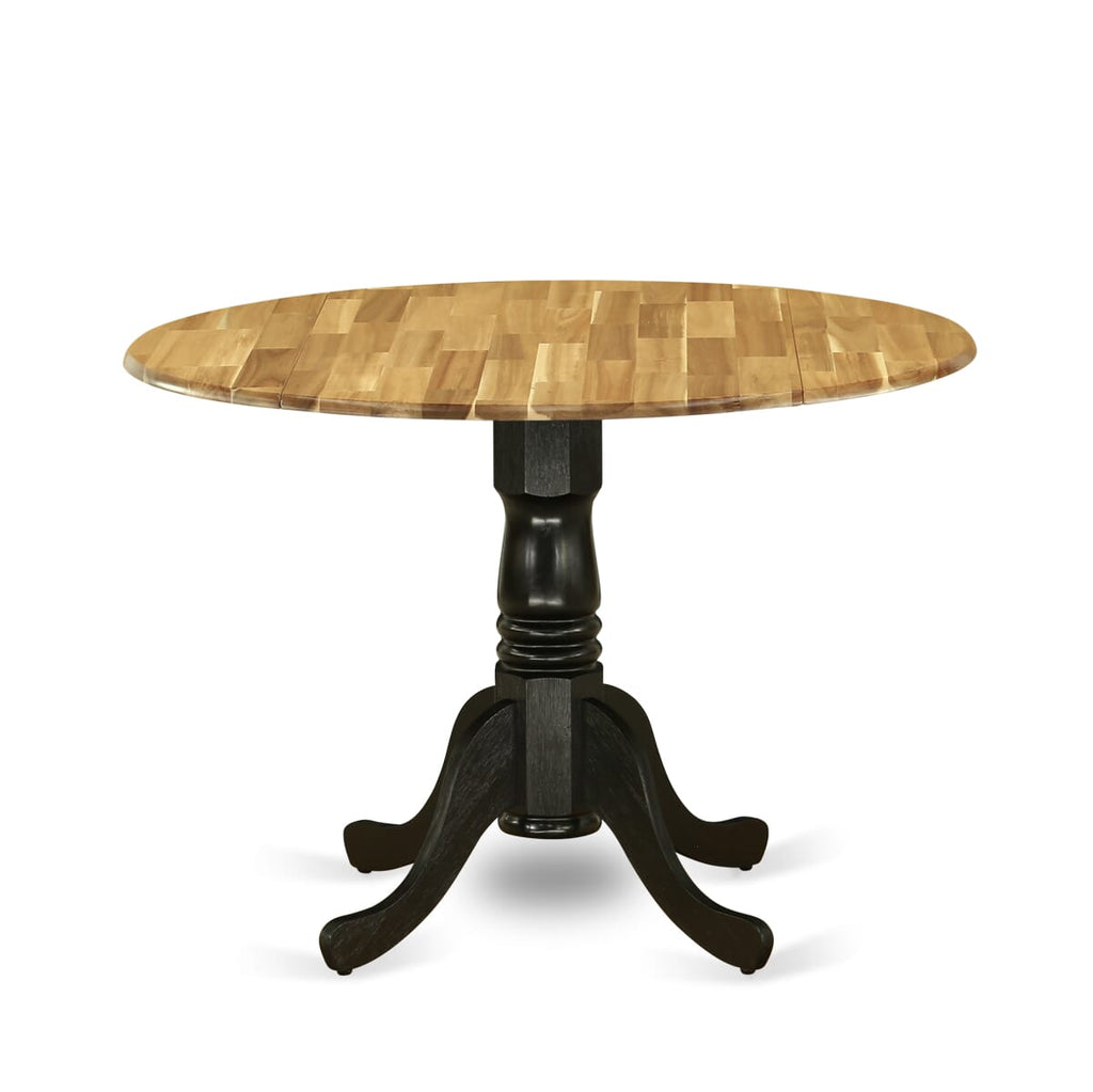 East West Furniture DMT-NBK-TP Dublin Modern Dining Table - a Round Kitchen Table Top with Dropleaf & Pedestal Base