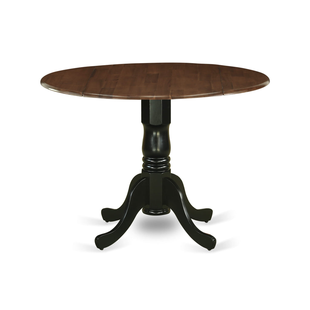 East West Furniture DMT-WBK-TP Dublin Dining Room Table - a Round kitchen Table Top with Dropleaf & Pedestal Base