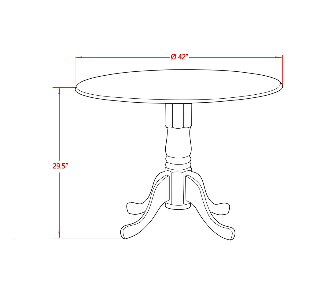 East West Furniture DMT-WBK-TP Dublin Dining Room Table - a Round kitchen Table Top with Dropleaf & Pedestal Base