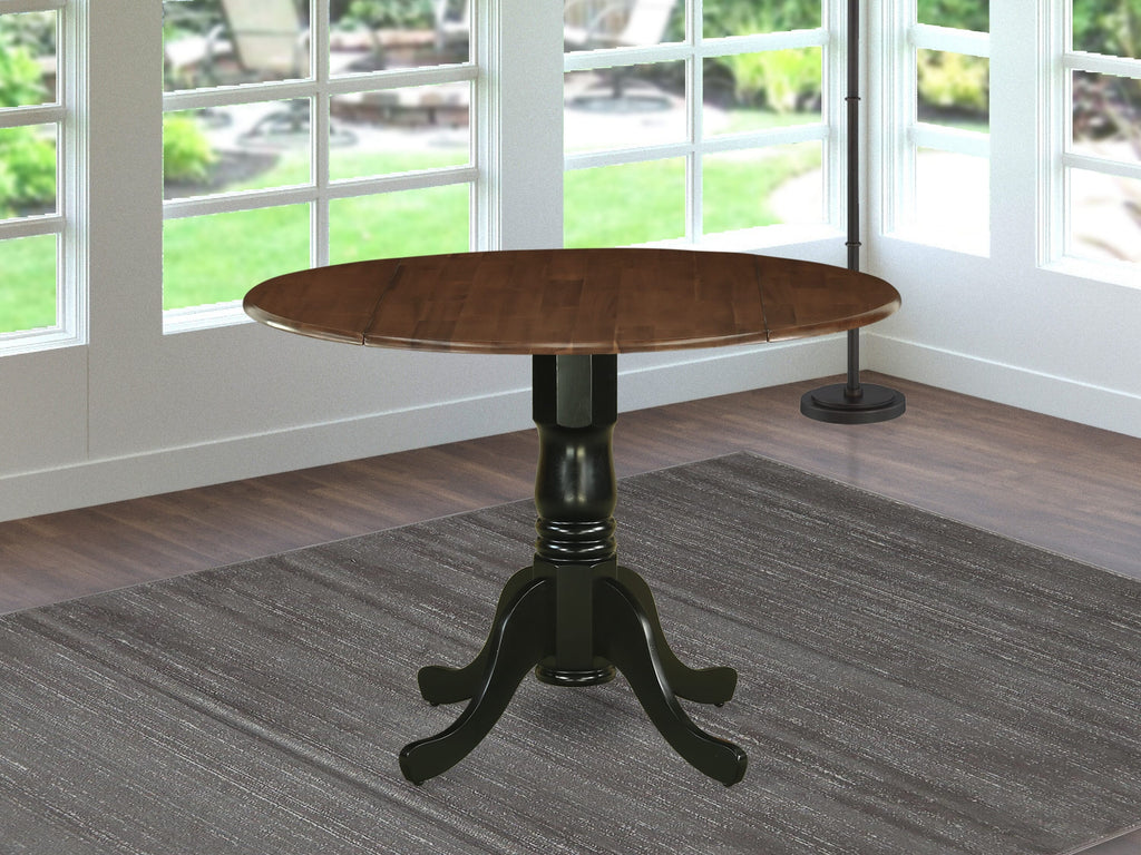 East West Furniture DMT-WBK-TP Dublin Dining Room Table - a Round kitchen Table Top with Dropleaf & Pedestal Base