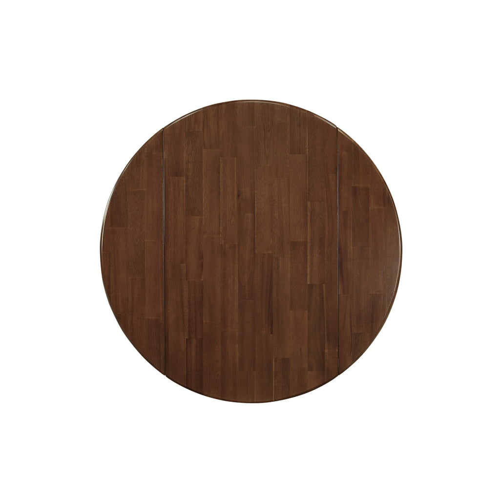 East West Furniture DMT-WLW-TP Dublin Modern Kitchen Table - a Round Dining Table Top with Dropleaf & Pedestal Base