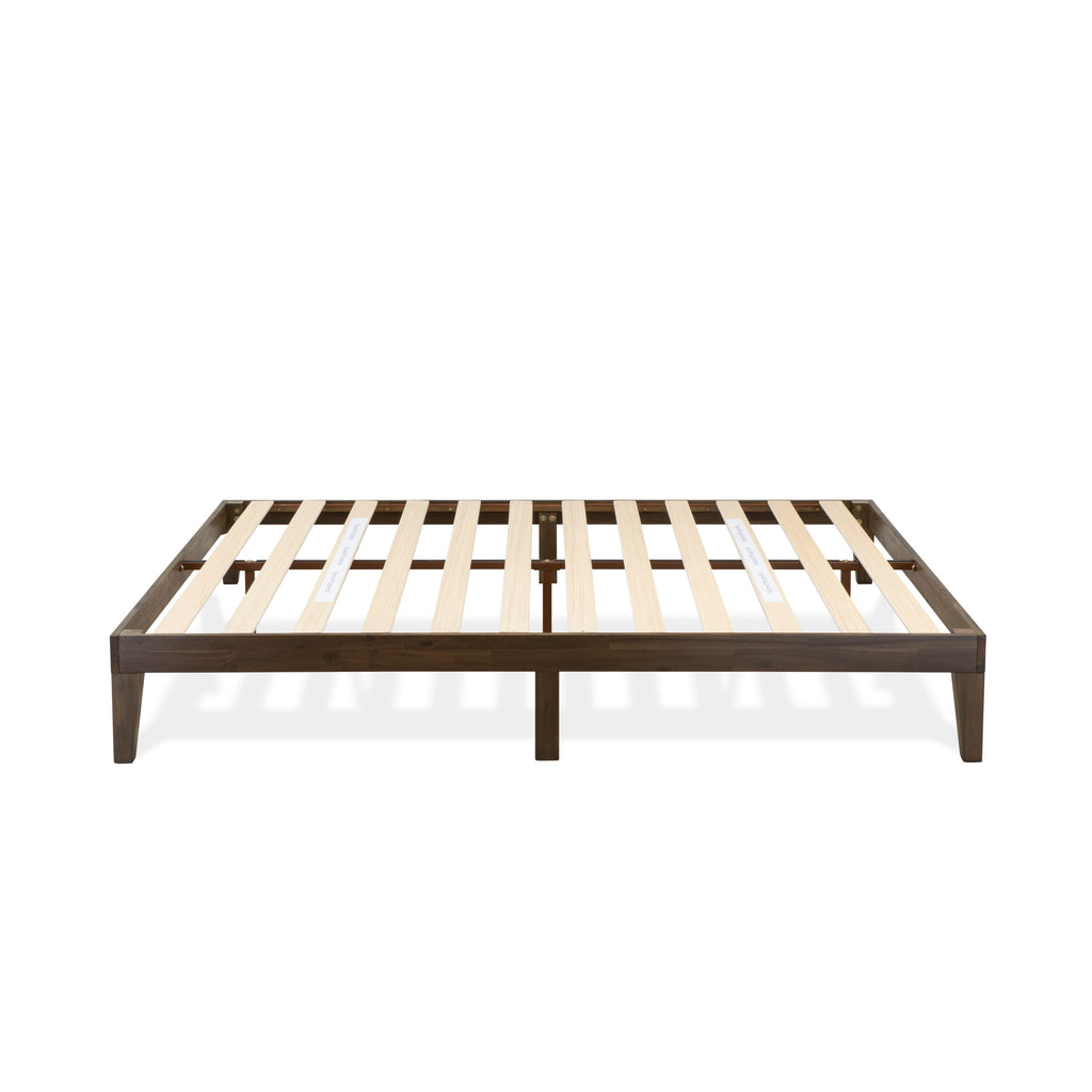 DNP-22-F Full Size Platform Bed with 4 Solid Wood Legs and 2 Extra Center Legs - Walnut Finish