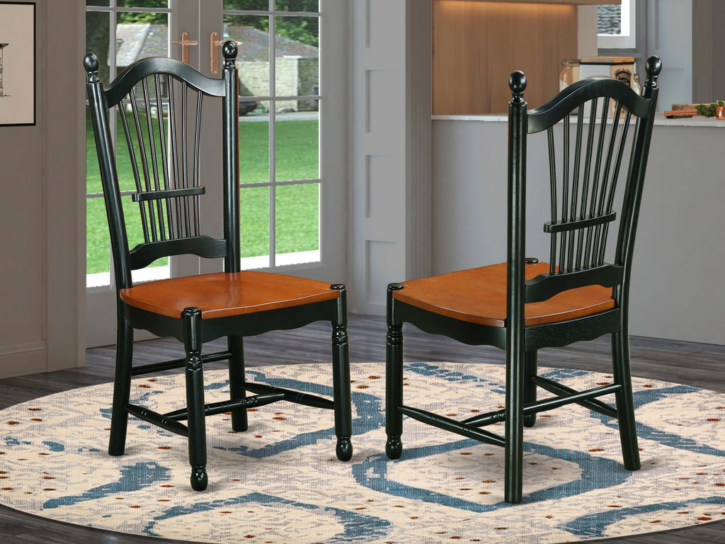 East West Furniture DOC-BCH-W Dover  Dining Chairs - Slat Back Wood Seat Kitchen Chairs