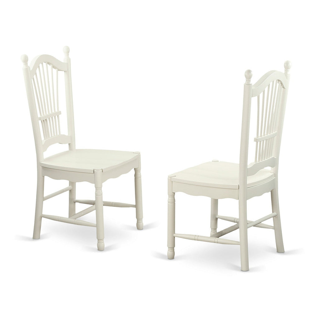 East West Furniture DLDO3-WHI-W 3 Piece Dining Room Table Set  Contains a Round Kitchen Table with Dropleaf and 2 Dining Chairs, 42x42 Inch, Linen White