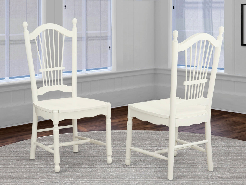 East West Furniture DOC-LWH-W Dover  Dining Room Chairs - Slat Back Wooden Seat Chairs
