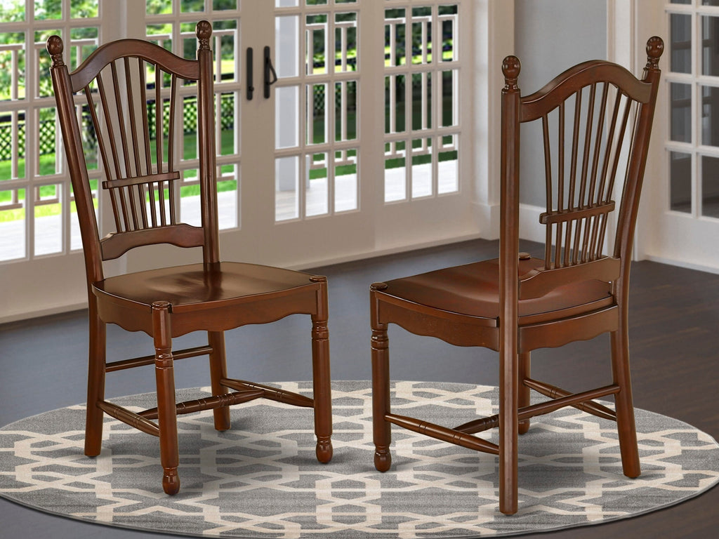 East West Furniture DOC-MAH-W Dover  Kitchen Dining Chairs - Slat Back Wood Seat Chairs