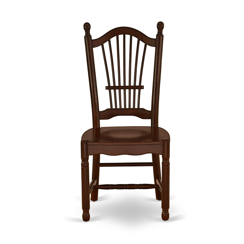 East West Furniture DOC-MAH-W Dover  Kitchen Dining Chairs - Slat Back Wood Seat Chairs