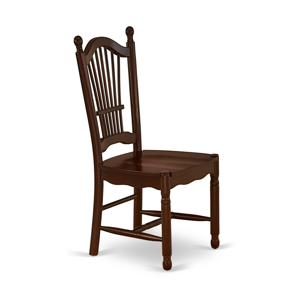 East West Furniture DOC-MAH-W Dover  Kitchen Dining Chairs - Slat Back Wood Seat Chairs
