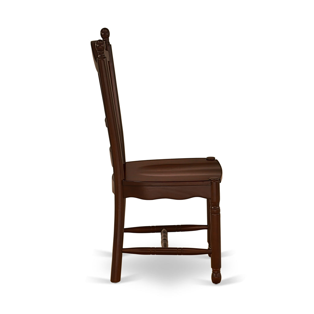 East West Furniture DOC-MAH-W Dover  Kitchen Dining Chairs - Slat Back Wood Seat Chairs