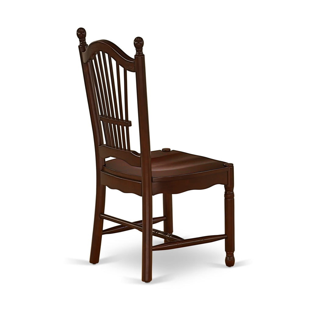 East West Furniture DOC-MAH-W Dover  Kitchen Dining Chairs - Slat Back Wood Seat Chairs