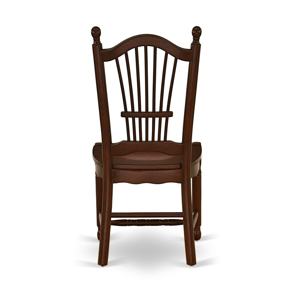 East West Furniture DOC-MAH-W Dover  Kitchen Dining Chairs - Slat Back Wood Seat Chairs