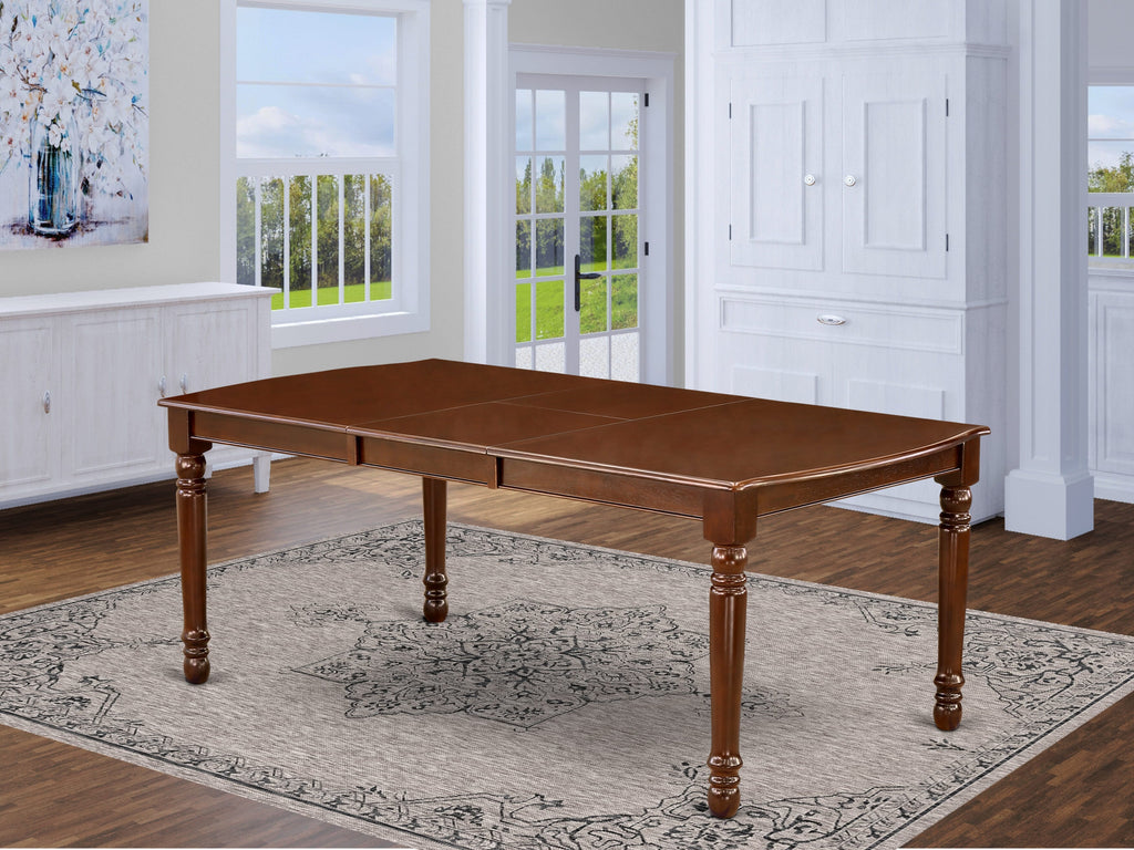 East West Furniture DOT-MAH-T Dover  Dining Table - a Rectangle Wooden Table Top with Butterfly Leaf & Stylish Legs