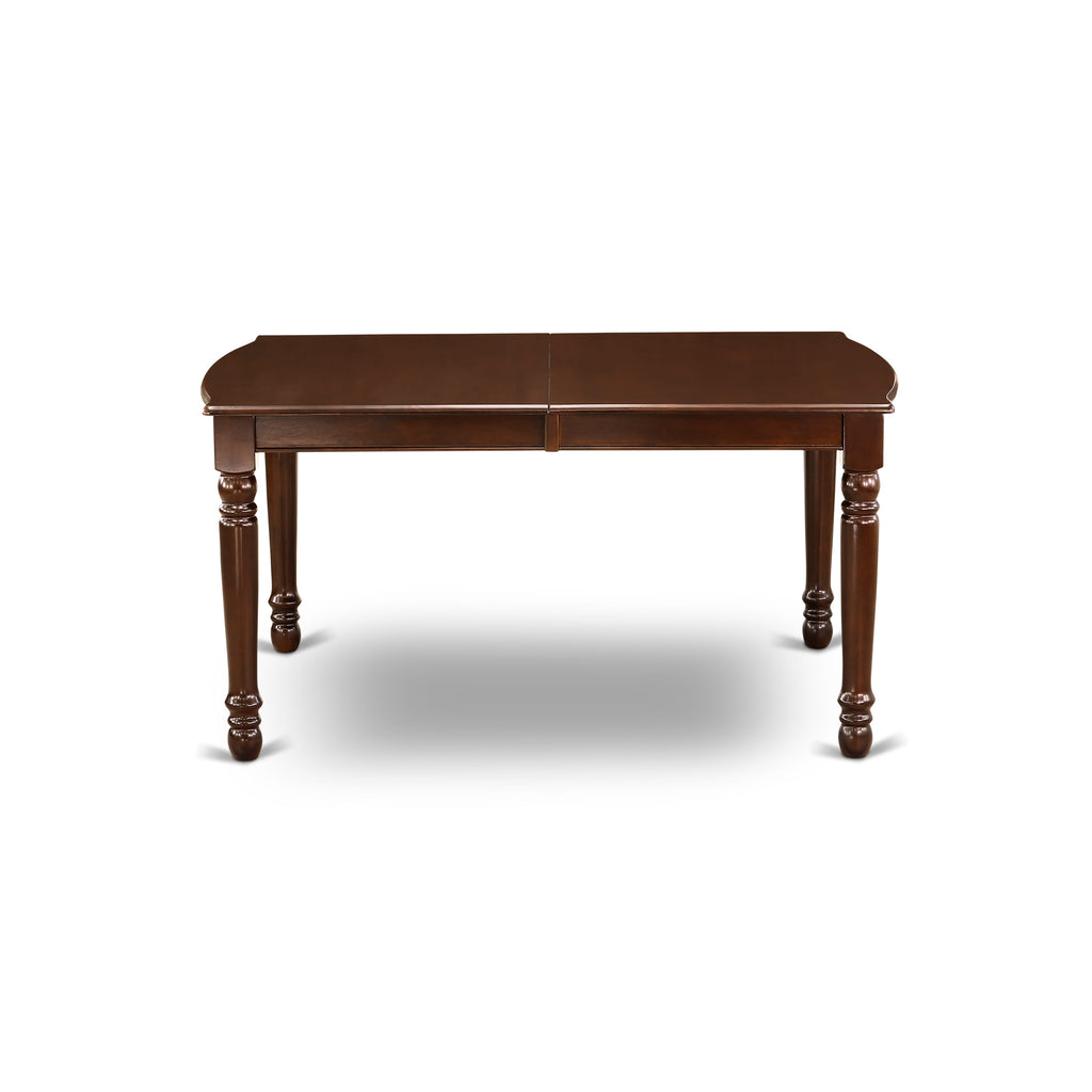 East West Furniture DOT-MAH-T Dover  Dining Table - a Rectangle Wooden Table Top with Butterfly Leaf & Stylish Legs
