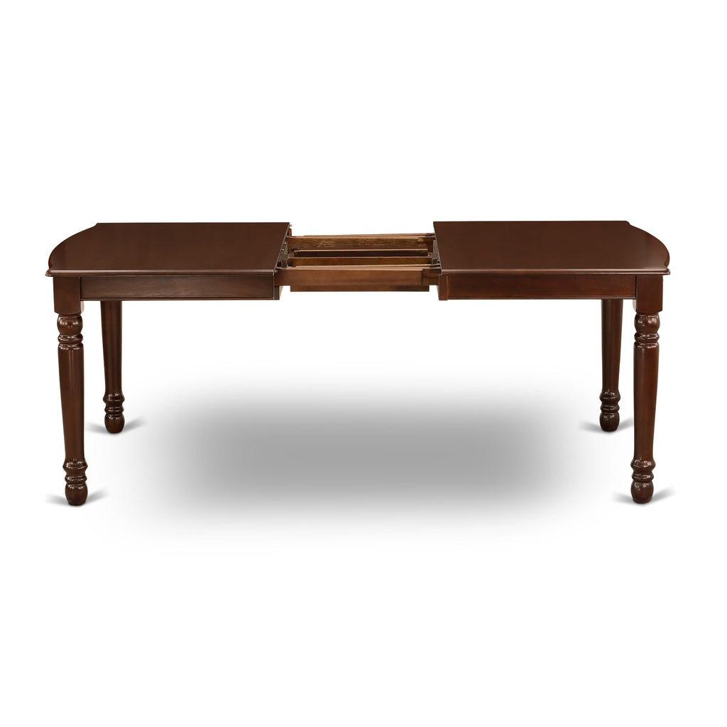 East West Furniture DOT-MAH-T Dover  Dining Table - a Rectangle Wooden Table Top with Butterfly Leaf & Stylish Legs