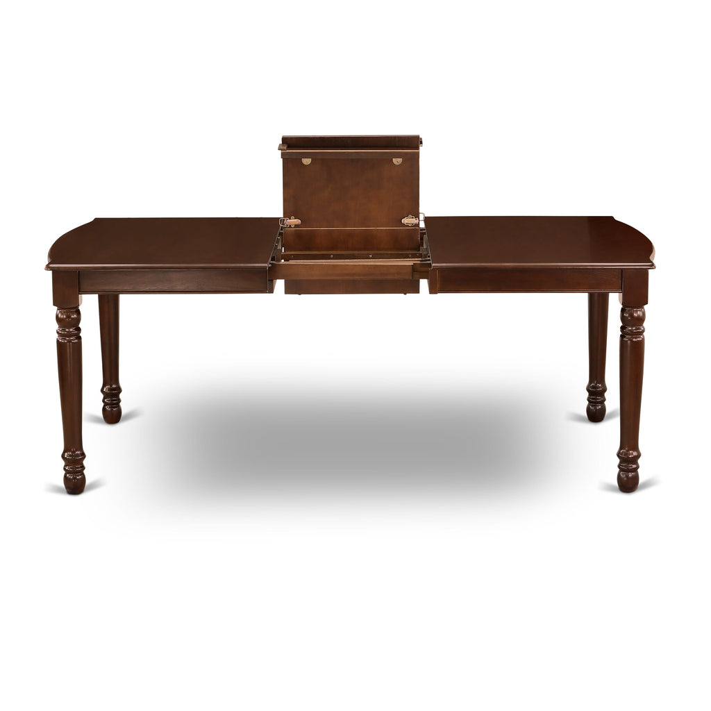 East West Furniture DOT-MAH-T Dover  Dining Table - a Rectangle Wooden Table Top with Butterfly Leaf & Stylish Legs