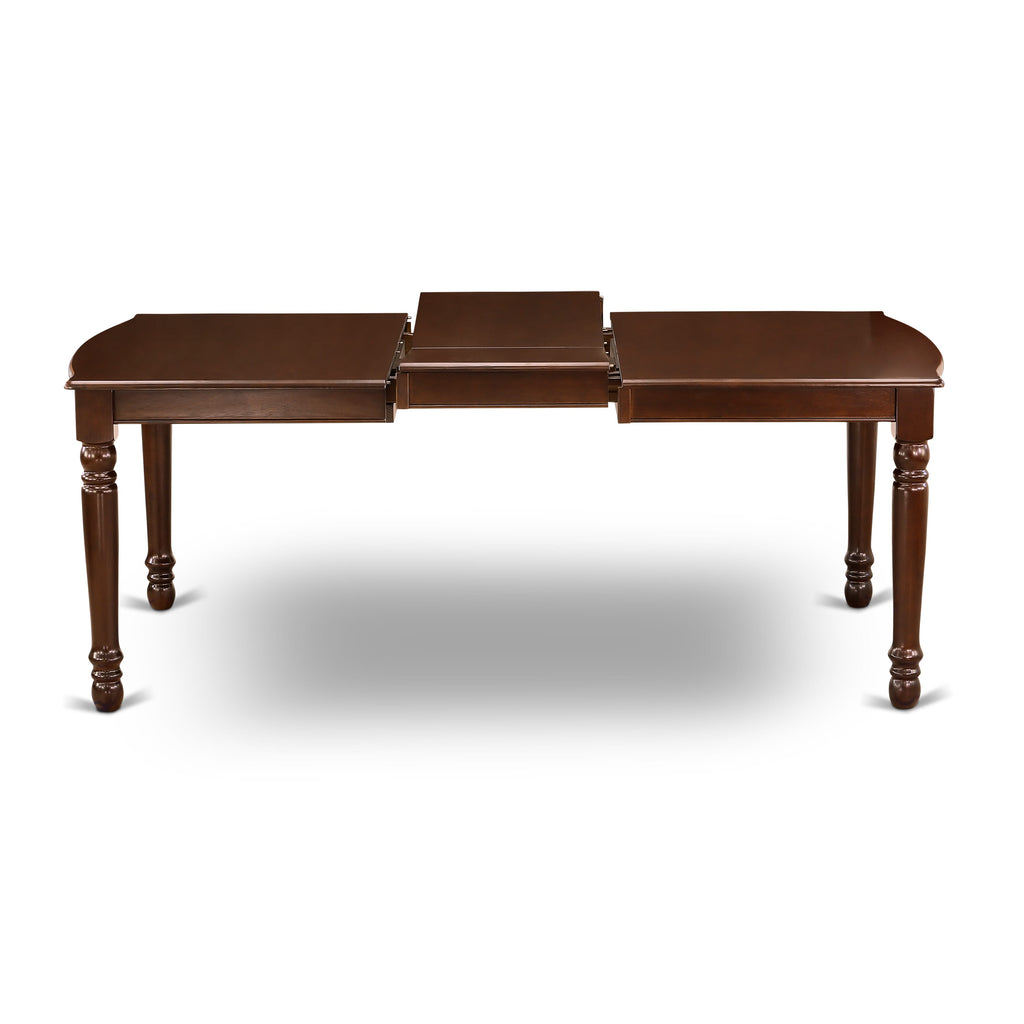 East West Furniture DOT-MAH-T Dover  Dining Table - a Rectangle Wooden Table Top with Butterfly Leaf & Stylish Legs