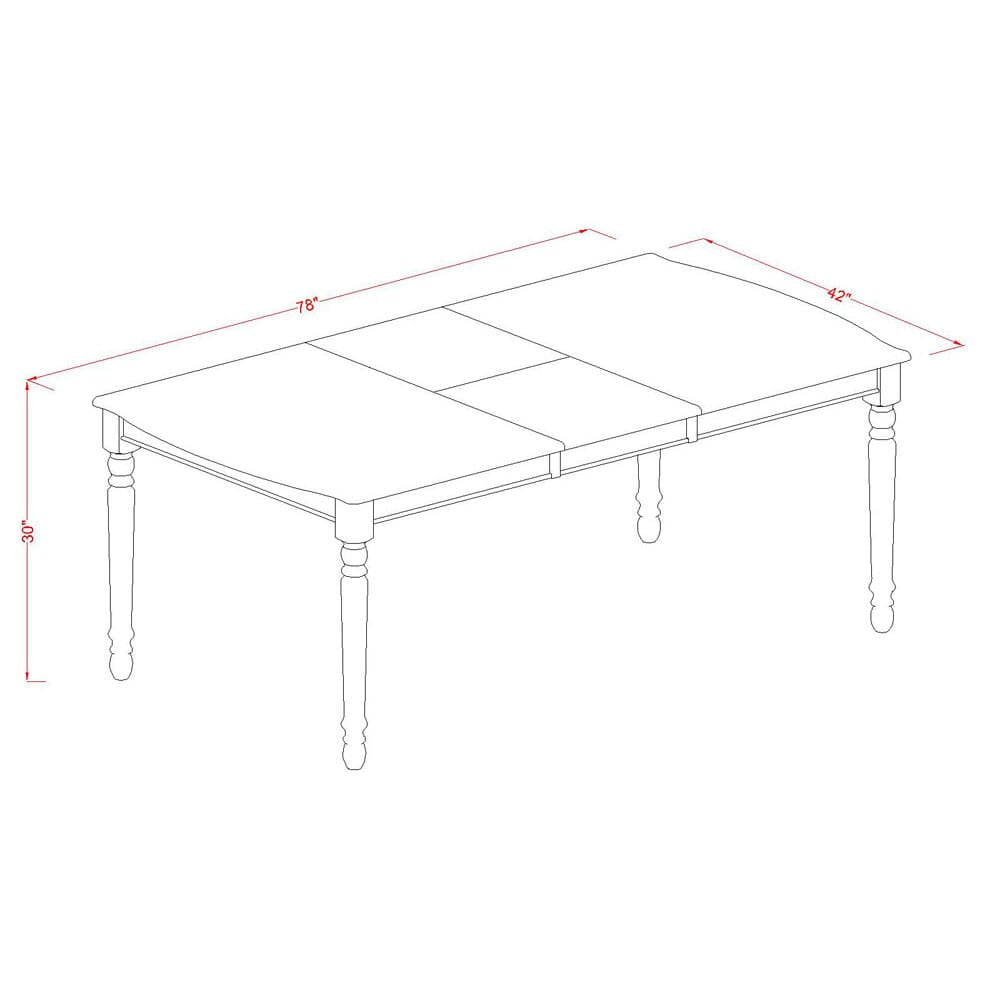 East West Furniture DOT-MAH-T Dover  Dining Table - a Rectangle Wooden Table Top with Butterfly Leaf & Stylish Legs