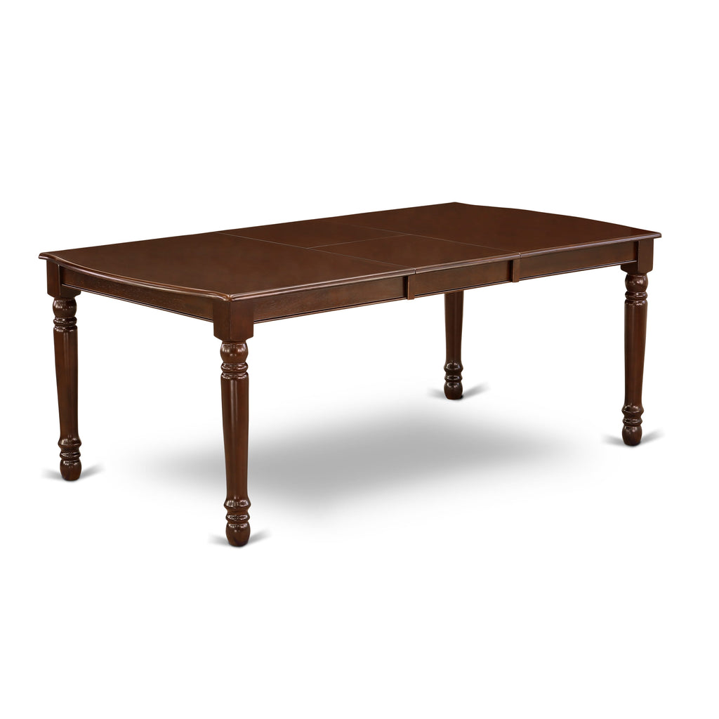 East West Furniture DOT-MAH-T Dover  Dining Table - a Rectangle Wooden Table Top with Butterfly Leaf & Stylish Legs