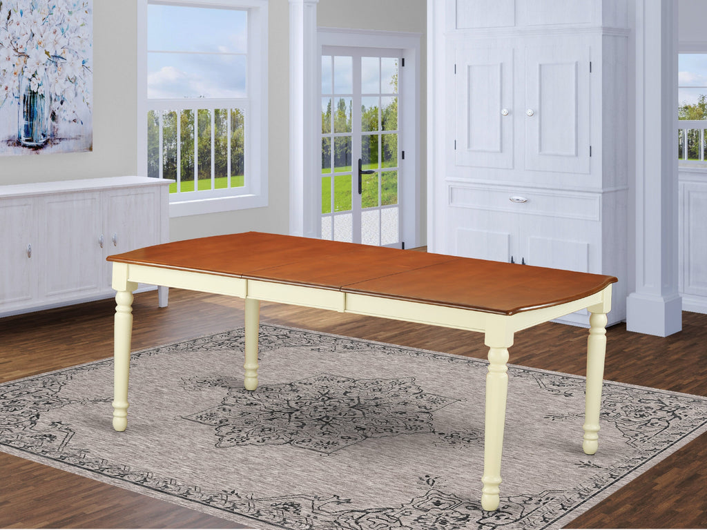 East West Furniture DOT-WHI-T Dover  Modern Kitchen Table - a Rectangle Dining Table Top with Butterfly Leaf & Stylish Legs