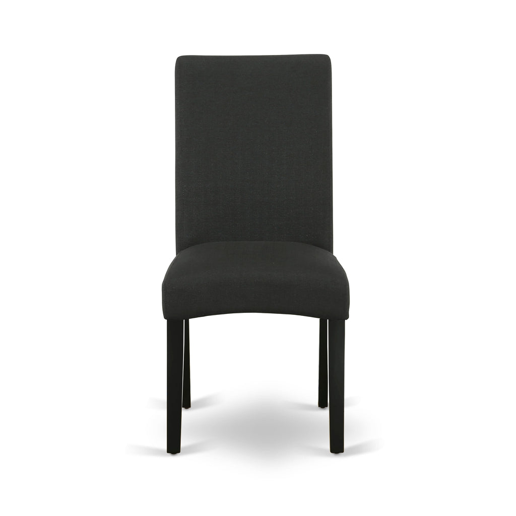 East West Furniture DRP1T24 Driscol Parson Chairs - Black Color Linen Fabric Padded Dining Chairs