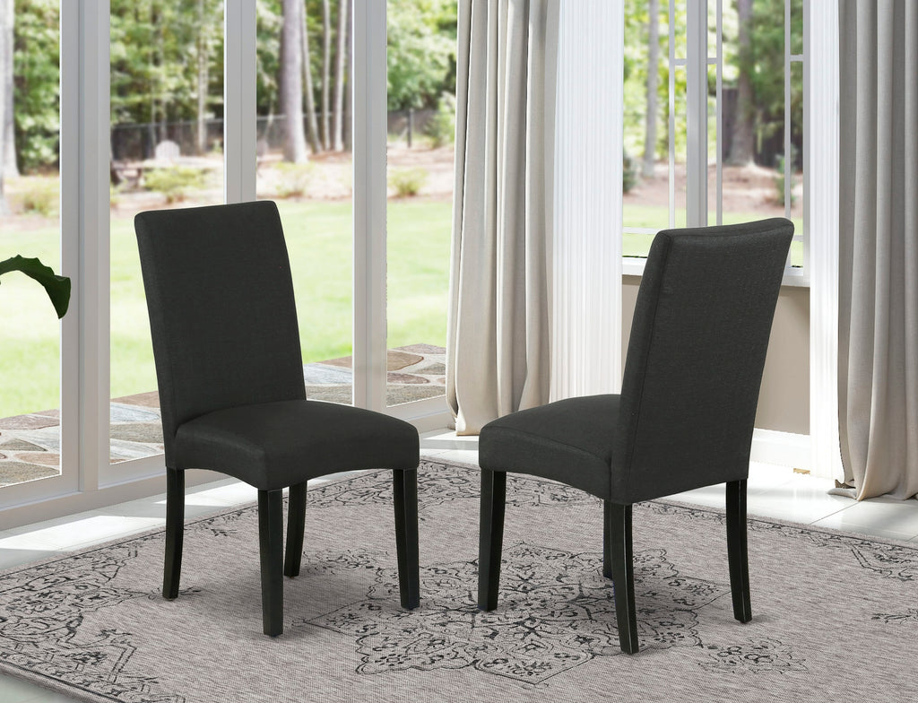 East West Furniture DRP1T24 Driscol Parson Chairs - Black Color Linen Fabric Padded Dining Chairs