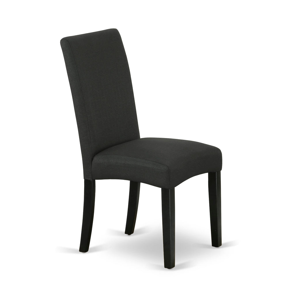 East West Furniture DRP1T24 Driscol Parson Chairs - Black Color Linen Fabric Padded Dining Chairs