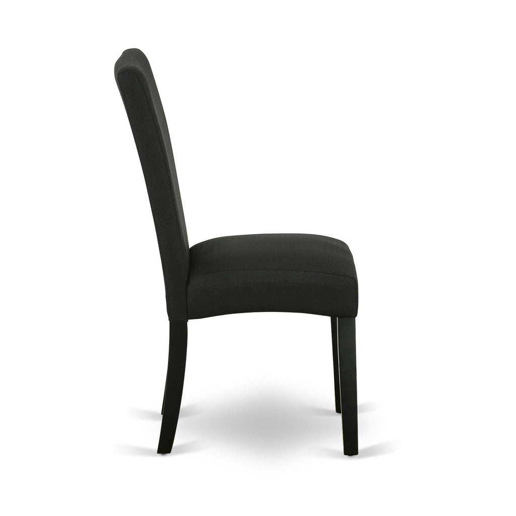 East West Furniture DRP1T24 Driscol Parson Chairs - Black Color Linen Fabric Padded Dining Chairs