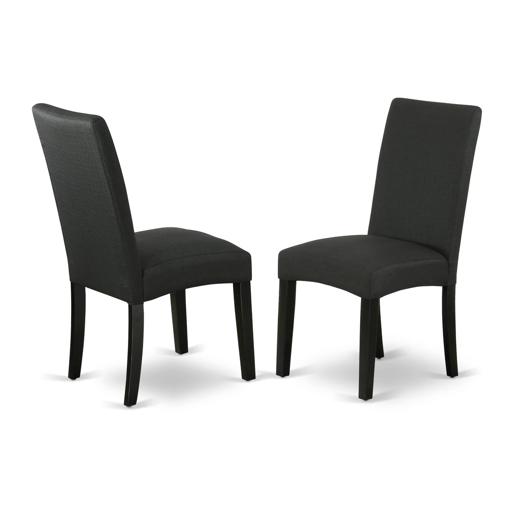 Luxe by East West Furniture NKDR9-SBB-24 - 9-piece dining table set consists of a kitchen table and 8 Black Linen Fabric dining chairs with Padded Chair Back - Sand Blasting Black Finish.