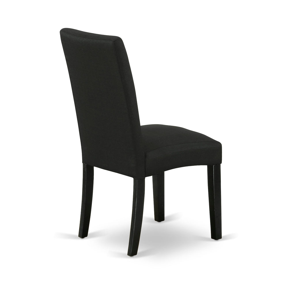 East West Furniture DRP1T24 Driscol Parson Chairs - Black Color Linen Fabric Padded Dining Chairs