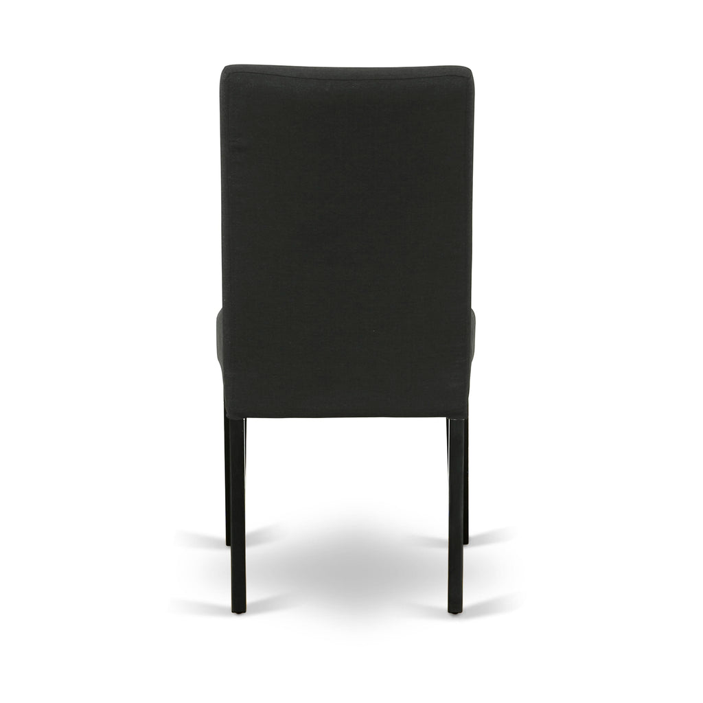 East West Furniture DRP1T24 Driscol Parson Chairs - Black Color Linen Fabric Padded Dining Chairs