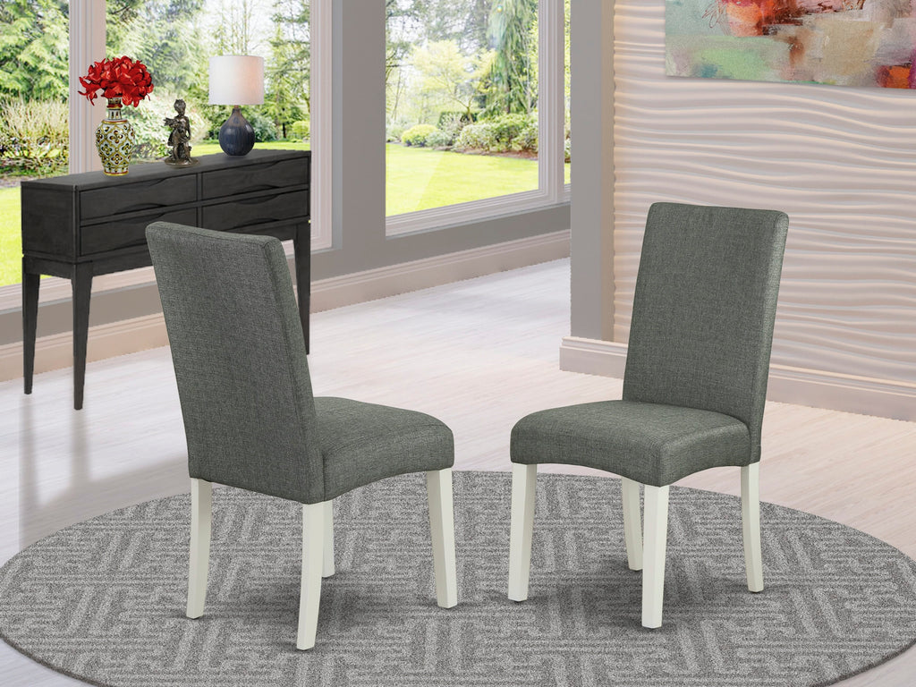 East West Furniture DRP2T07 Driscol Parson Dining Chairs - Gray Linen Fabric Padded Chairs