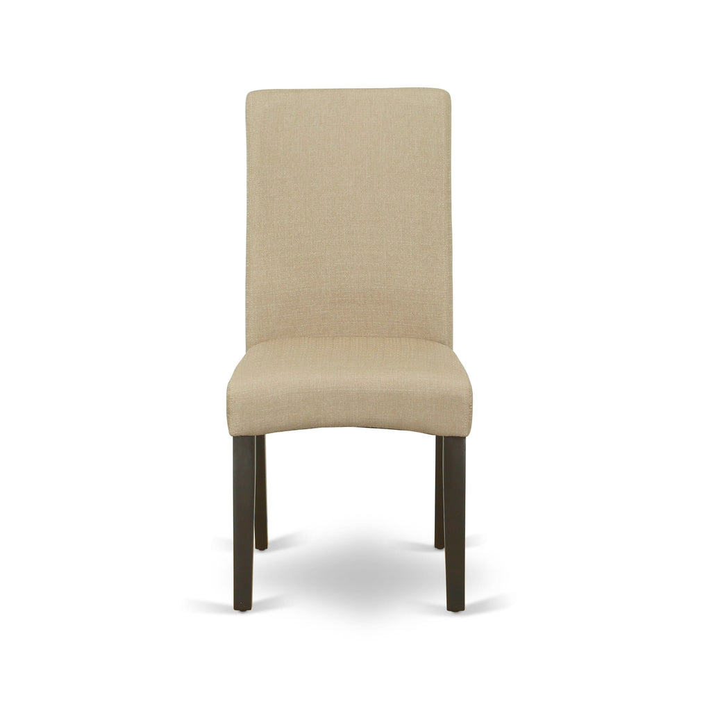 East West Furniture DRP5T03 Driscol Classic Parson Chairs - Brown Linen Fabric Upholstered Dining Chairs
