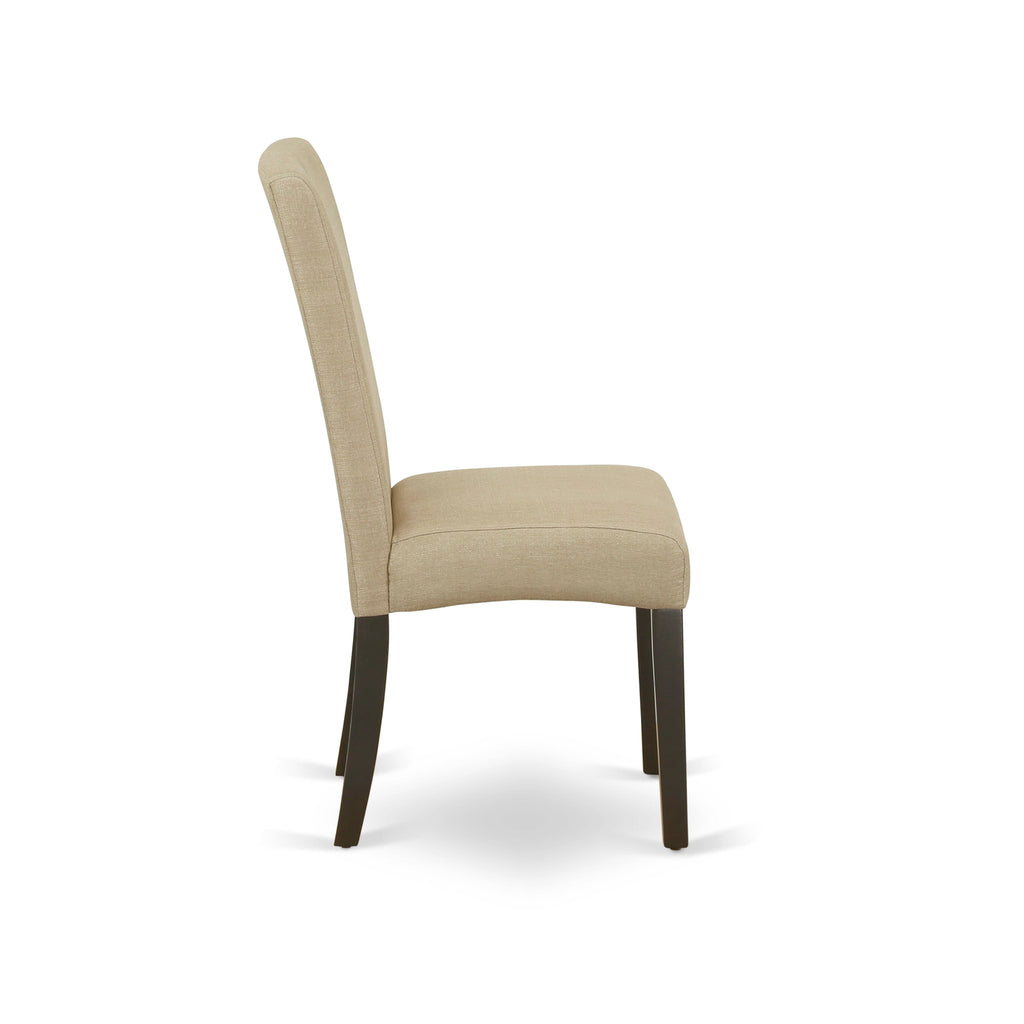 East West Furniture DRP5T03 Driscol Classic Parson Chairs - Brown Linen Fabric Upholstered Dining Chairs