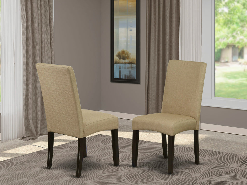 East West Furniture DRP5T03 Driscol Classic Parson Chairs - Brown Linen Fabric Upholstered Dining Chairs
