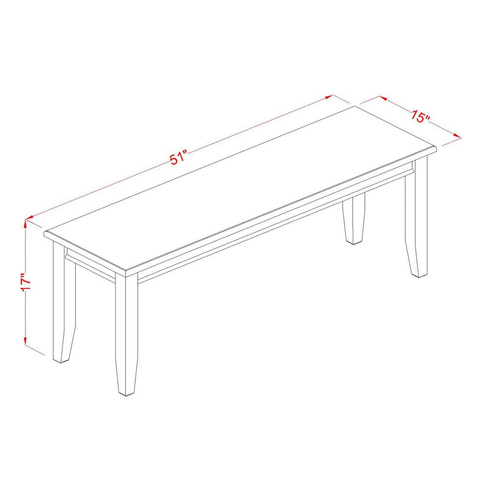 East West Furniture DUB-BLK-W Dudley Dining Bench with Wooden Seat