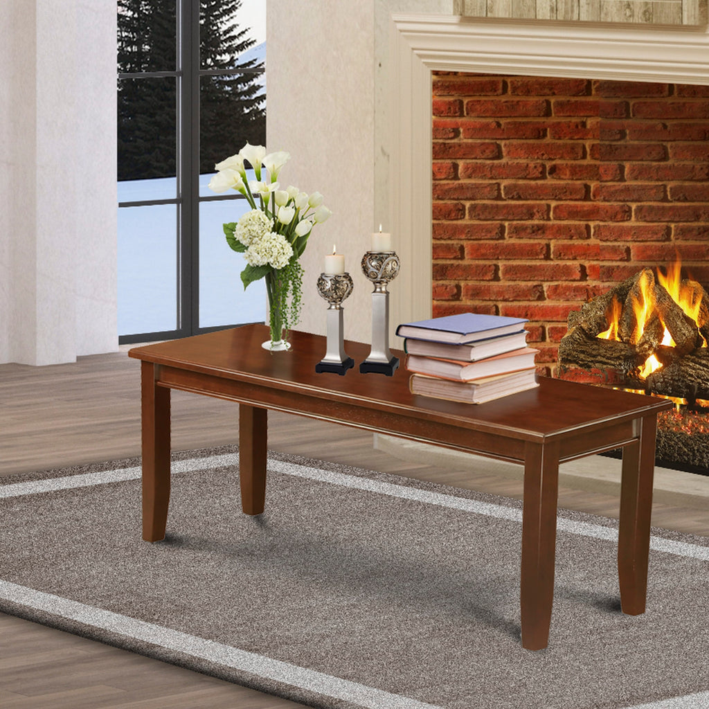 East West Furniture DUB-MAH-W Dudley Dining Table Bench with Wooden Seat