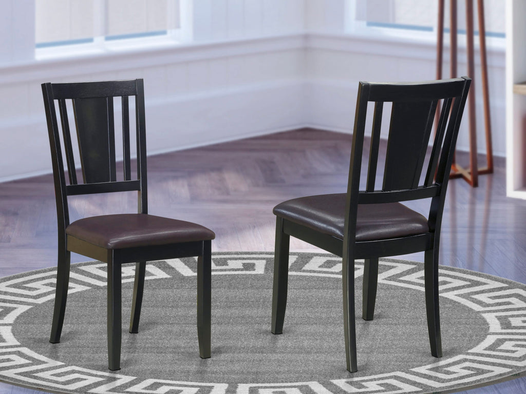 East West Furniture DUC-BLK-LC Dudley Dining Chairs - Faux Leather Upholstered Wood Chairs