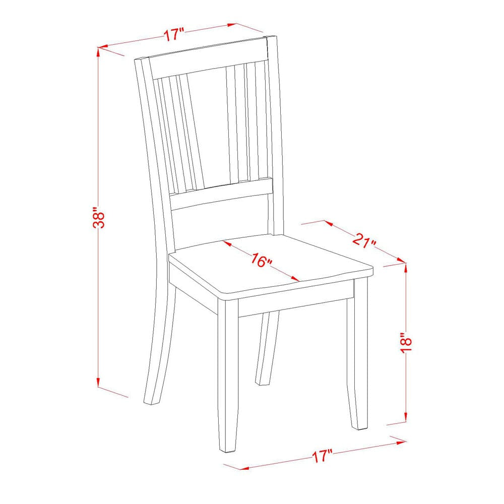 East West Furniture DUC-BLK-W Dudley Dining Room Chairs - Slat Back Solid Wood Seat Chairs