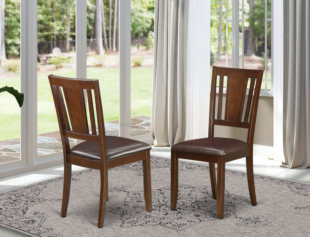 East West Furniture DUC-MAH-LC Dudley Kitchen Dining Chairs - Faux Leather Upholstered Wood Chairs