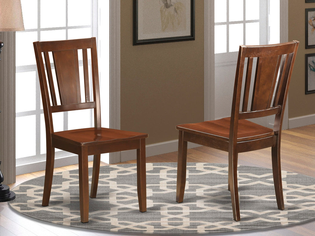 East West Furniture DUC-MAH-W Dudley Dining Room Chairs - Slat Back Wood Seat Chairs