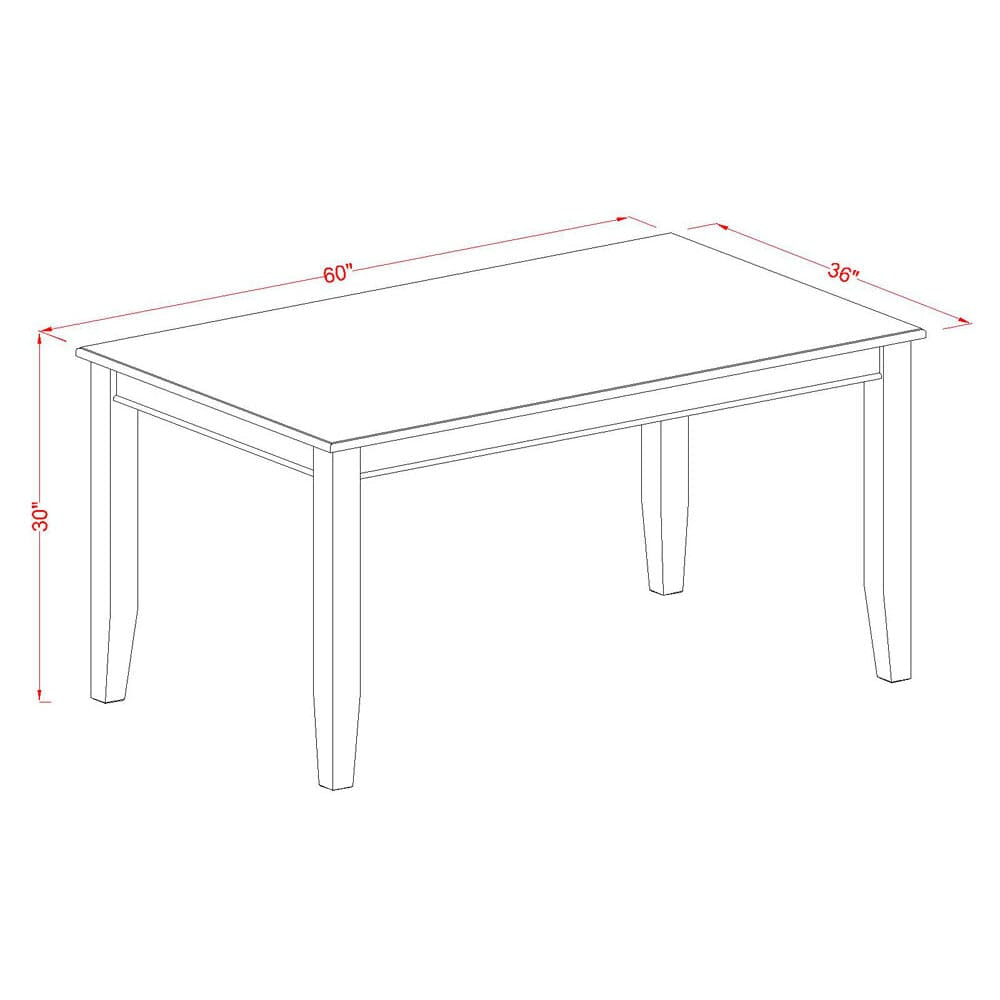 East West Furniture DUT-BLK-T Dudley Kitchen Table - a Rectangle Dining Table Top with Sturdy Legs