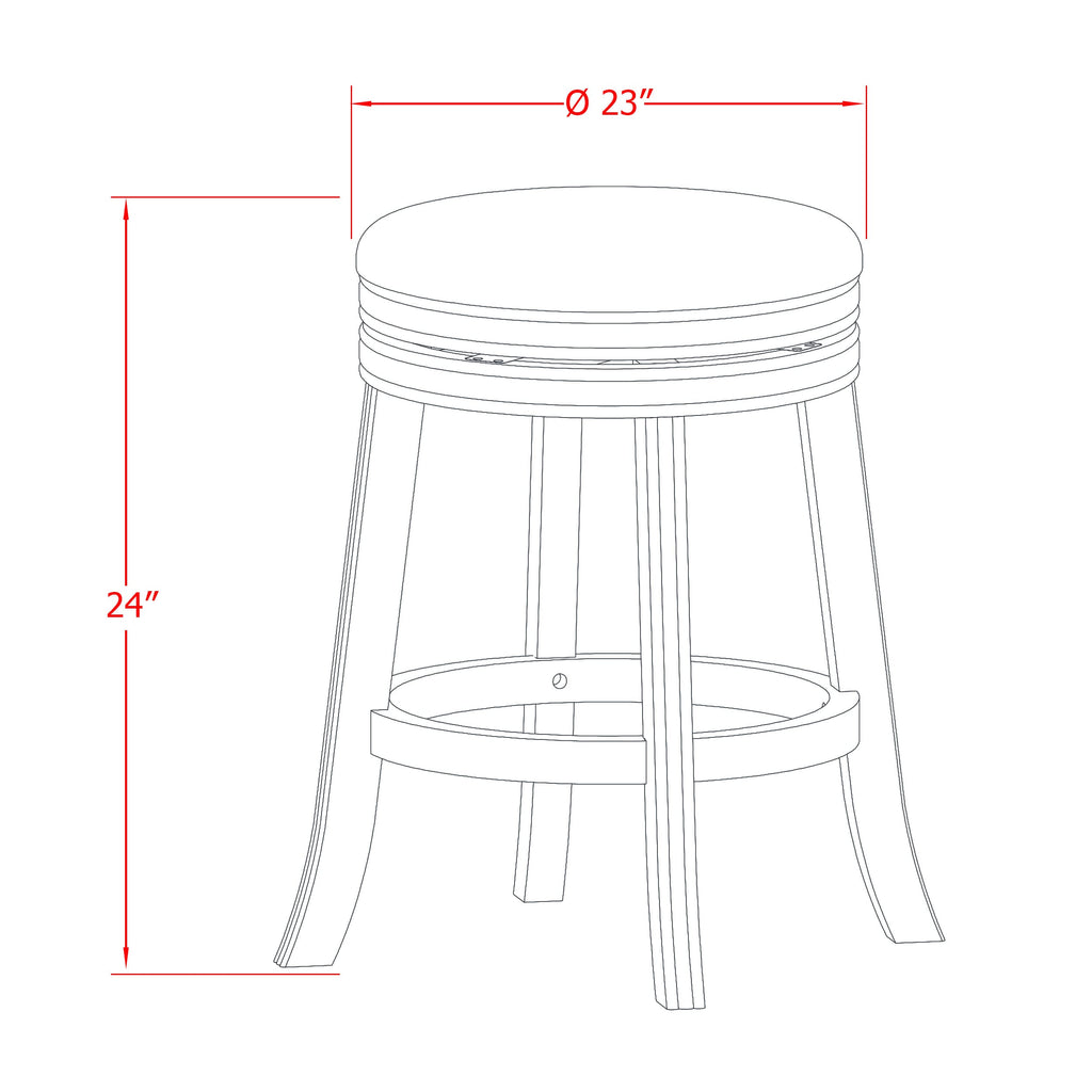 East West Furniture DVS024-112 Devers Counter Stool Bar Chair - Round Shape Brown Roast PU Leather Upholstered Pub Height Backless Chairs